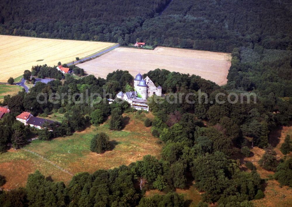 Aerial photograph Hofgeismar - Castle of the fortress Sababurg in forest Reinhardswald in Hofgeismar in the state Hesse, Germany