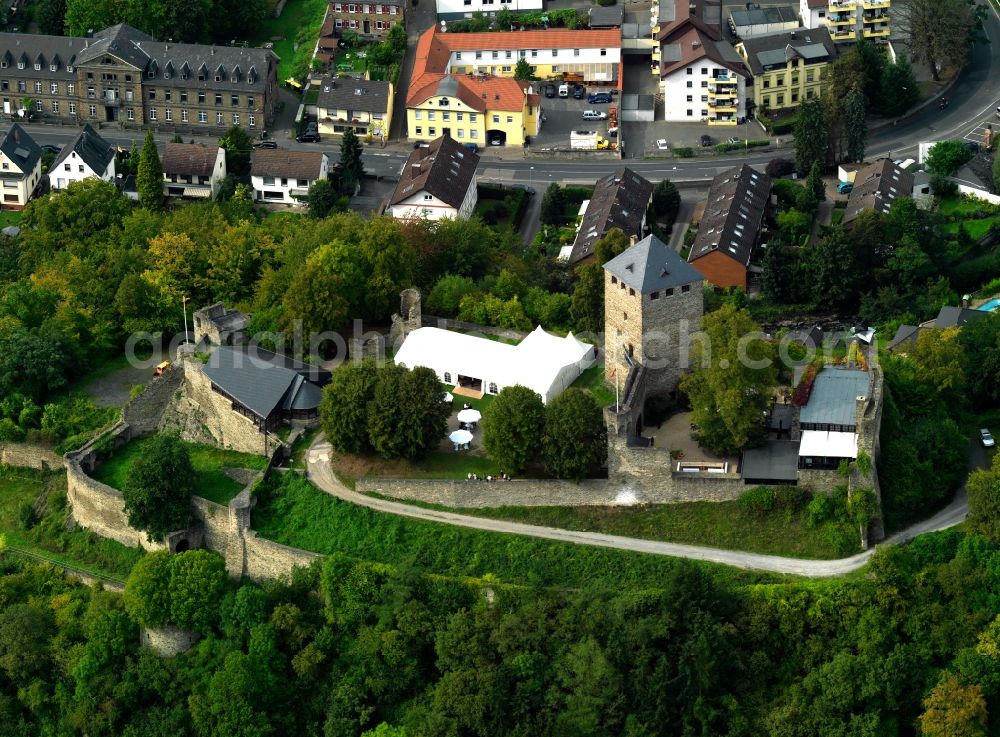 Bendorf from above - View of the Castle Sayn in Bendorf in the state of Rhineland-Palatinate. The Sayn Castle is a member of the Jewels of German castles foundation