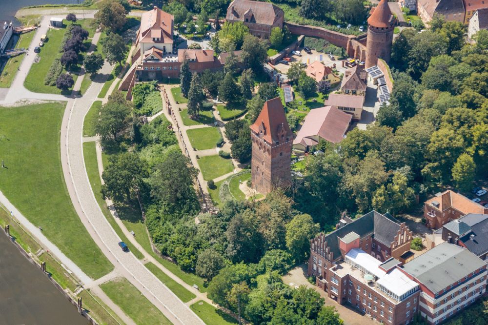 Tangermünde from above - Castle of Tangermuende in the state Saxony-Anhalt