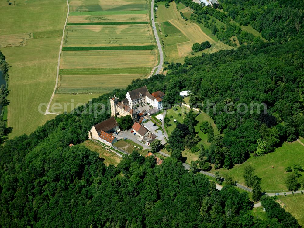 Starzach from above - Castle of the fortress in Starzach in the state Baden-Wuerttemberg, Germany