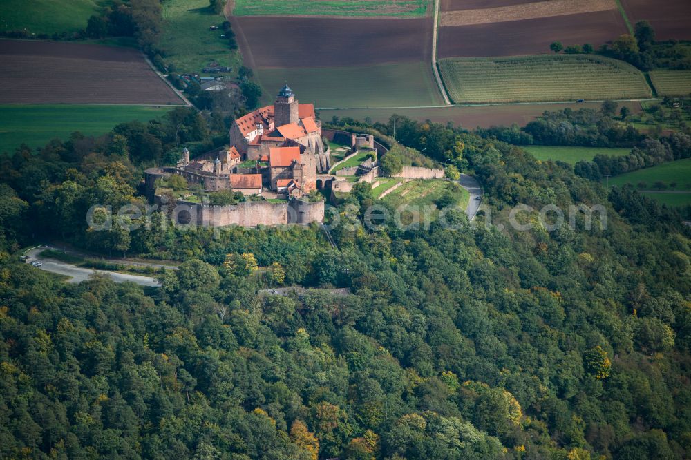 Breuberg from the bird's eye view: Castle complex on the plateau Burg Breuberg on street Burgstrasse in Breuberg in the state Hesse, Germany