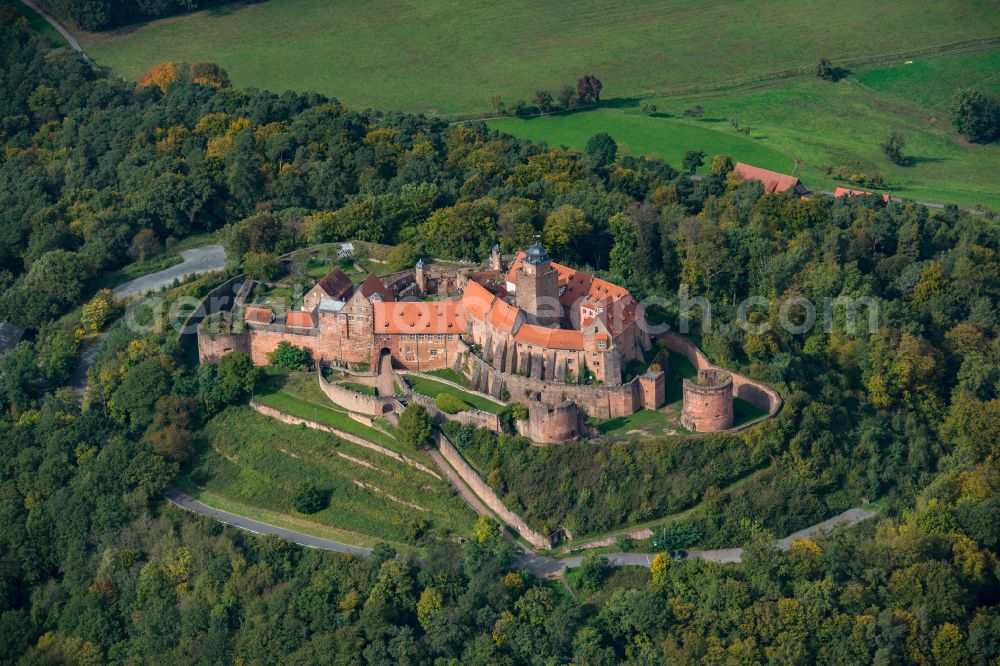 Aerial photograph Breuberg - Castle complex on the plateau Burg Breuberg on street Burgstrasse in Breuberg in the state Hesse, Germany