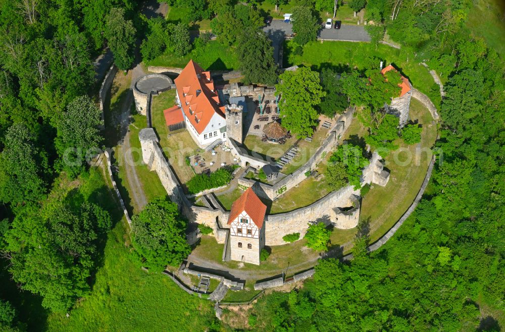 Aerial image Königsberg in Bayern - Castle complex on the plateau Burg Koenigsberg on street Schlossberg in Koenigsberg in Bayern in the state Bavaria, Germany