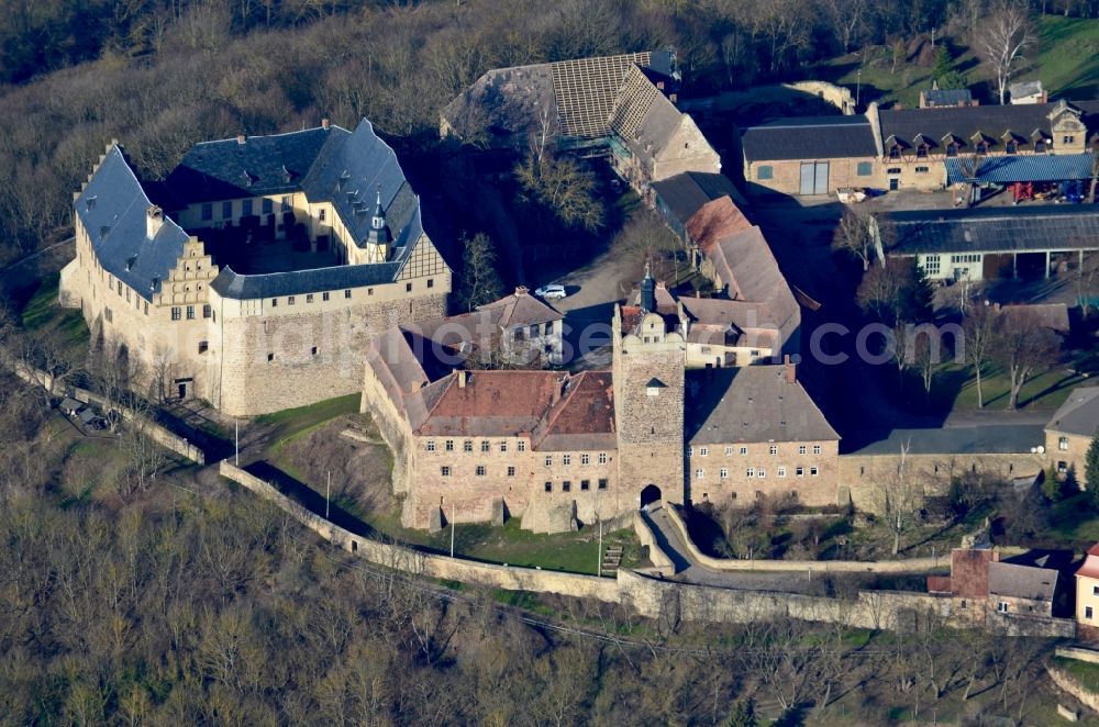 Allstedt from the bird's eye view: Castle complex Burg and Schloss Allstedt with castle walls in Allstedt in the state Saxony-Anhalt, Germany