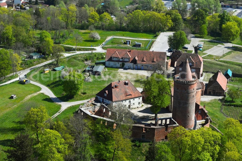 Burg Stargard from above - Castle of the fortress Burg Stargard on Burgberg hill in Burg Stargard in the state of Mecklenburg - Western Pomerania. The premises consist of 11 buildings with the large castle keep
