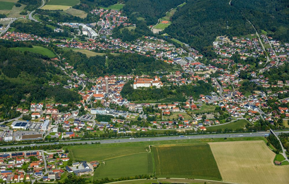 Wörth an der Donau from above - Castle of Pro Seniore Schloss Woerth in Woerth an der Donau in the state Bavaria, Germany