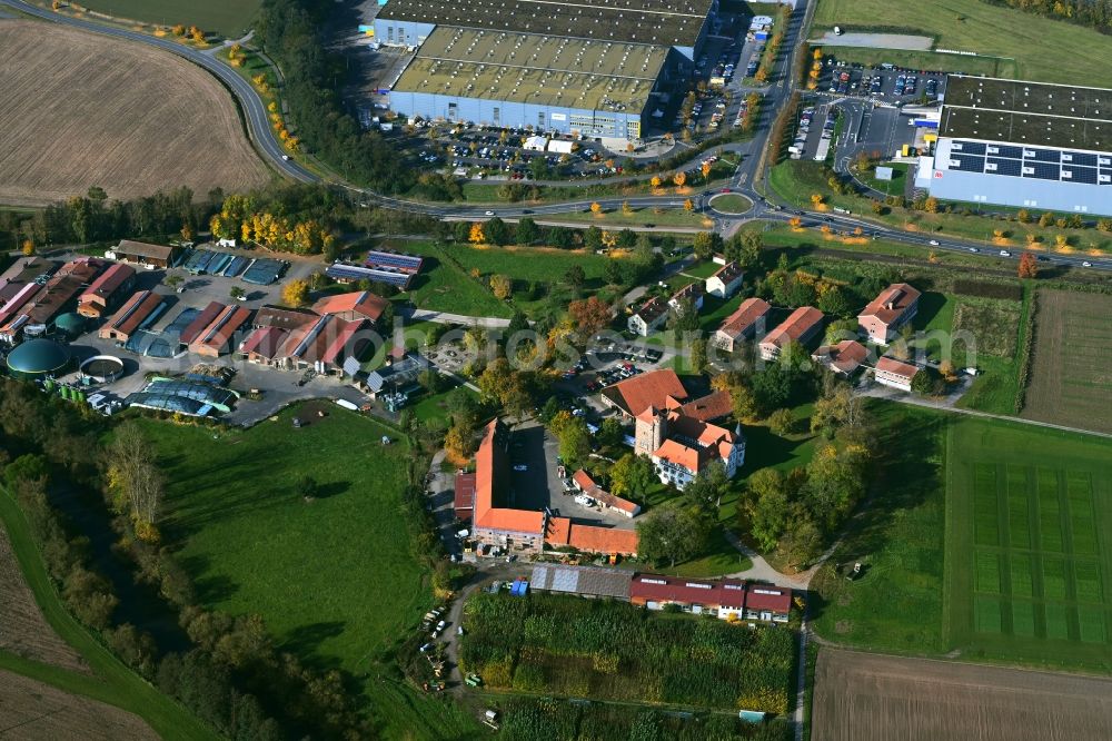 Bad Hersfeld from above - Castle of in Bad Hersfeld in the state Hesse, Germany