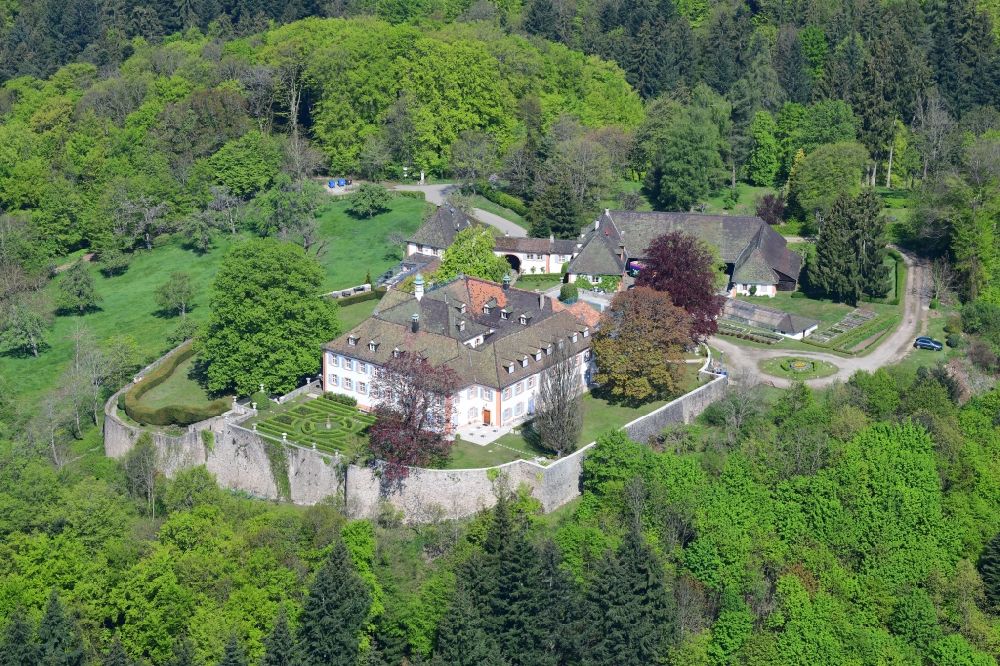 Kandern from above - Castle of Buergeln in the Black Forest in Kandern in the state Baden-Wurttemberg, Germany