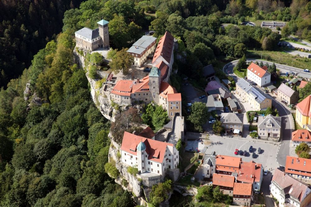 Aerial photograph Hohnstein - Castle of Hohnstein castle in Hohnstein in the state Saxony, Germany