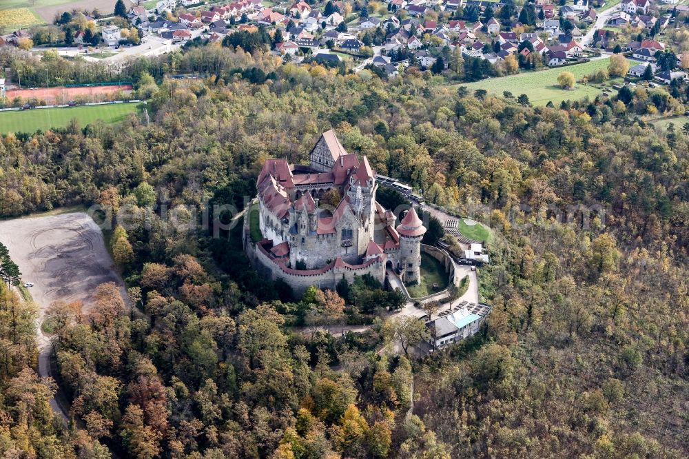 Aerial image Leobendorf - Castle of Burg Kreuzenstein in Leobendorf in Lower Austria, Austria