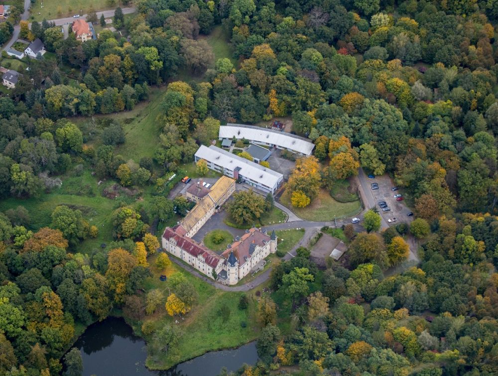 Muldestausee from the bird's eye view: Castle of Burgkemnitz in Muldestausee in the state Saxony-Anhalt, Germany