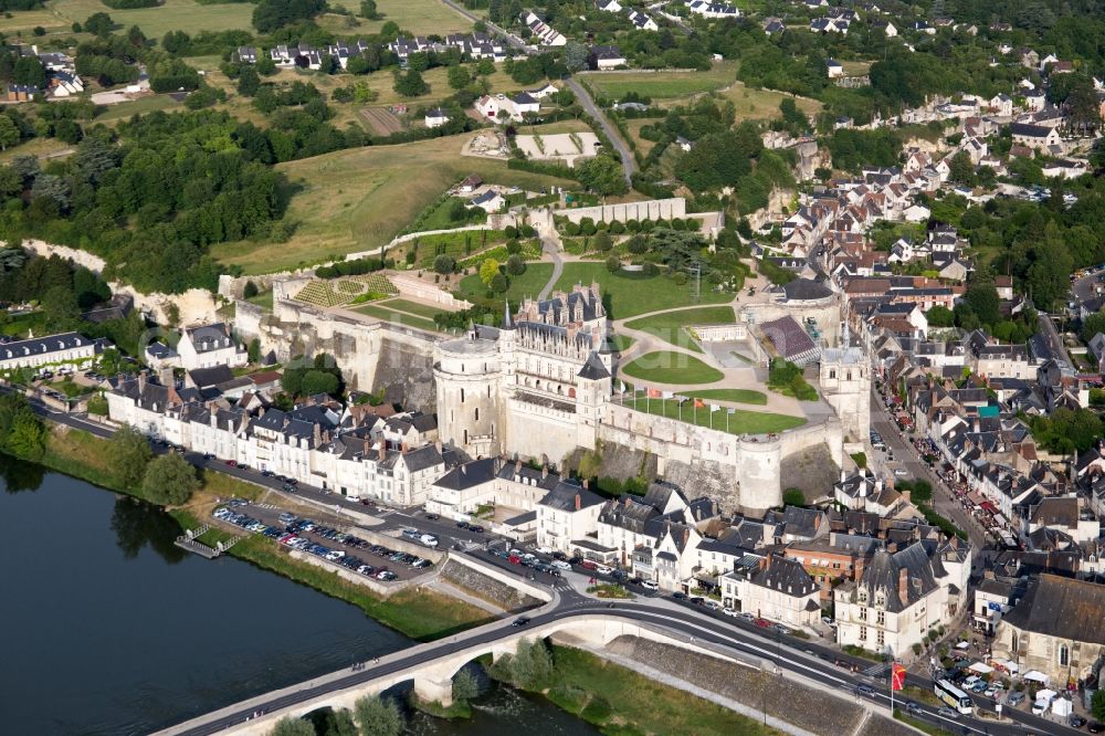 Amboise from above - Castle of Schloss Chateau Royal d'Amboise in Amboise in Centre-Val de Loire, France