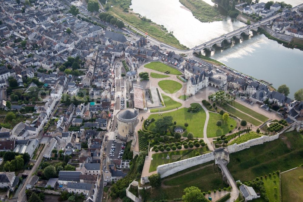 Amboise from above - Castle of Schloss Chateau Royal d'Amboise in Amboise in Centre-Val de Loire, France