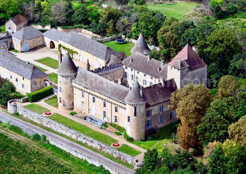 Rully from the bird's eye view: Castle of Chateau de Rully in Rully in Bourgogne-Franche-Comte, France
