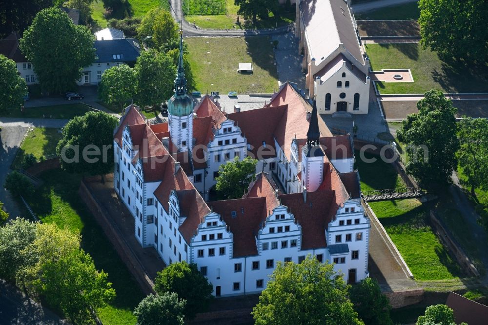 Doberlug-Kirchhain from above - Castle of Schloss Doberlug in Doberlug-Kirchhain in the state Brandenburg, Germany