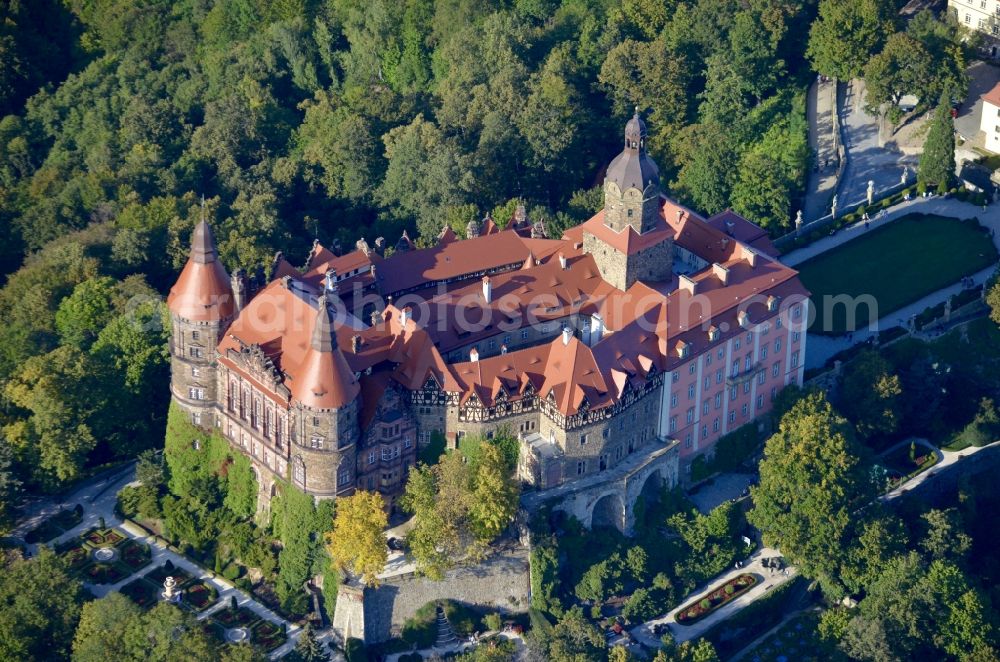 Walbrzych from the bird's eye view: Castle of Fuerstenstein in Walbrzych in Dolnoslaskie, Poland