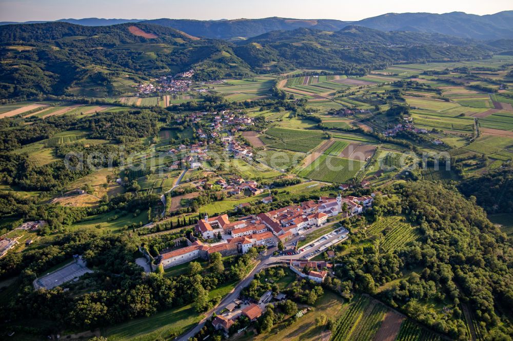Aerial image Vipavski Kriz - Castle of Heilig Kreuz / Grad Vipavski Kriz in Vipavski Kriz in Ajdovscina, Slovenia