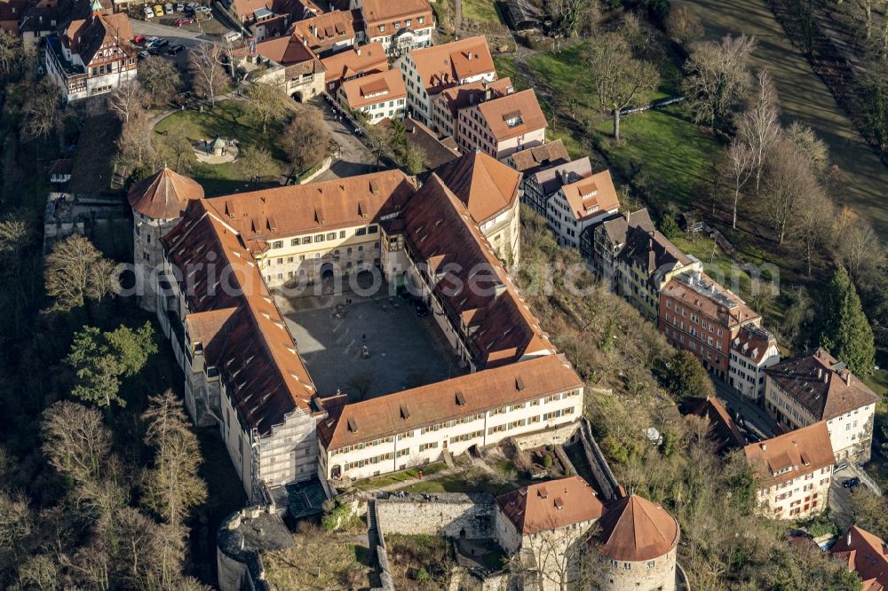 Tübingen from the bird's eye view: Castle of Hohen Tuebingen in Tuebingen in the state Baden-Wurttemberg, Germany