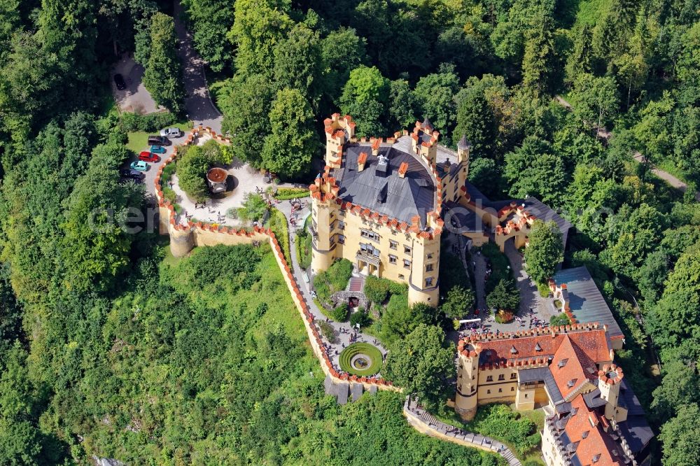 Schwangau from the bird's eye view: Castle of Hohenschwangau in the state Bavaria, Germany