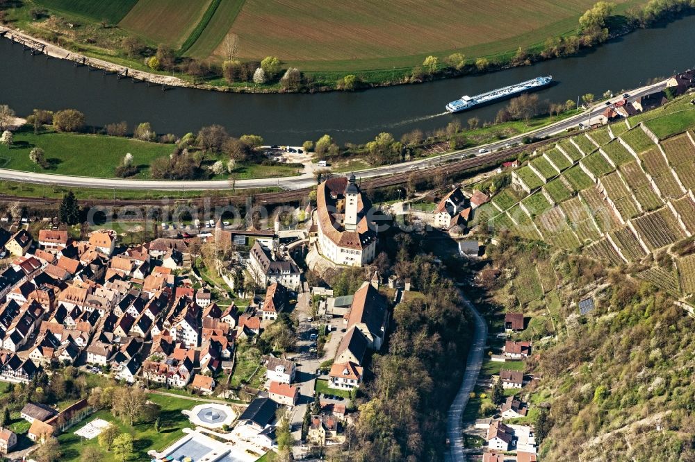 Gundelsheim from above - Castle of Horneck in Gundelsheim in the state Baden-Wurttemberg, Germany