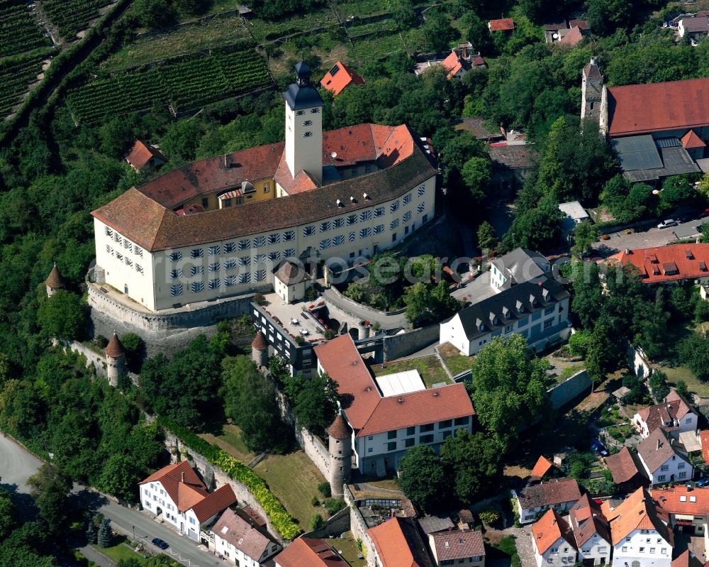 Gundelsheim from the bird's eye view: Castle of Horneck in Gundelsheim in the state Baden-Wurttemberg, Germany