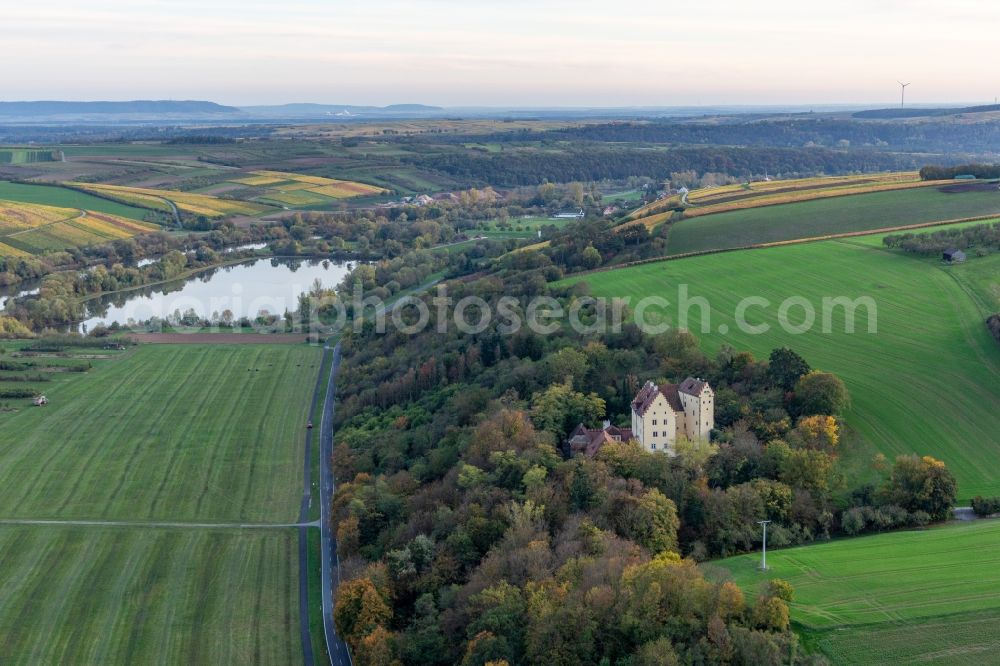 Aerial photograph Wipfeld - Castle of Schloss Klingenberg on the shore of the river Main in Wipfeld in the state Bavaria