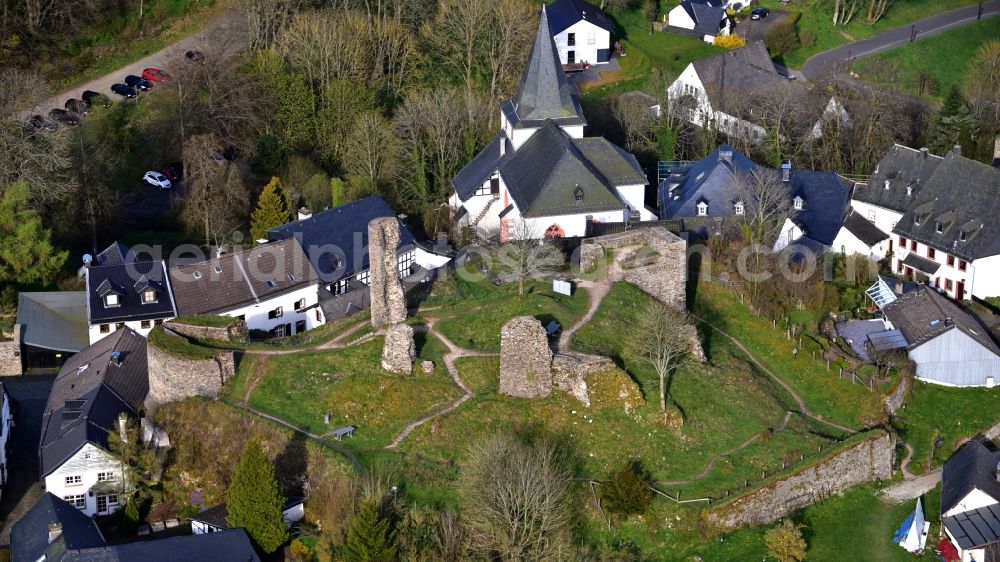 Kronenburg from above - Castle of in Kronenburg in the state North Rhine-Westphalia, Germany