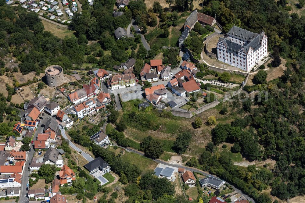 Fischbachtal from above - Castle on street Landgraf-Georg-Strasse of Lichtenberg on street Landgraf-Georg-Strasse in the district Lichtenberg in Fischbachtal in the state Hesse, Germany