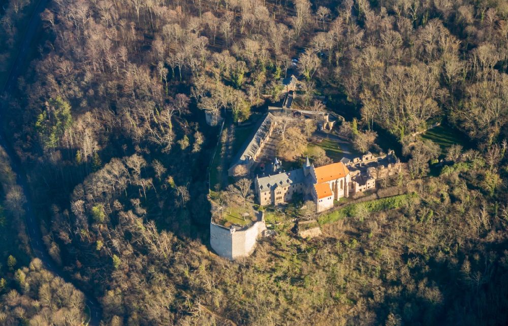 Aerial image Mansfeld - Castle of Schloss in Mansfeld in the state Saxony-Anhalt, Germany