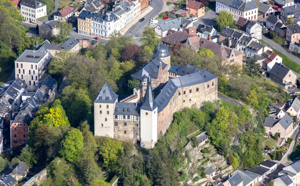 Reichenbach im Vogtlan from the bird's eye view: Castle of Mylau in Reichenbach im Vogtlan in the state Saxony, Germany