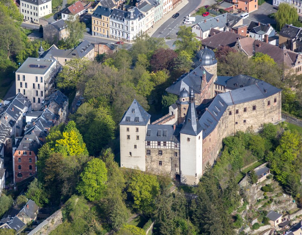 Aerial image Reichenbach im Vogtlan - Castle of Mylau in Reichenbach im Vogtlan in the state Saxony, Germany