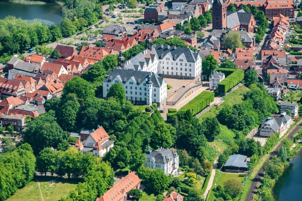 Plön from above - Castle of Schloss Ploen in Ploen in the state Schleswig-Holstein