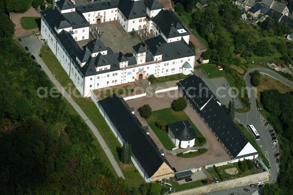 Aerial photograph Augustusburg - Castle of Schloss and theater in Augustusburg in the state Saxony