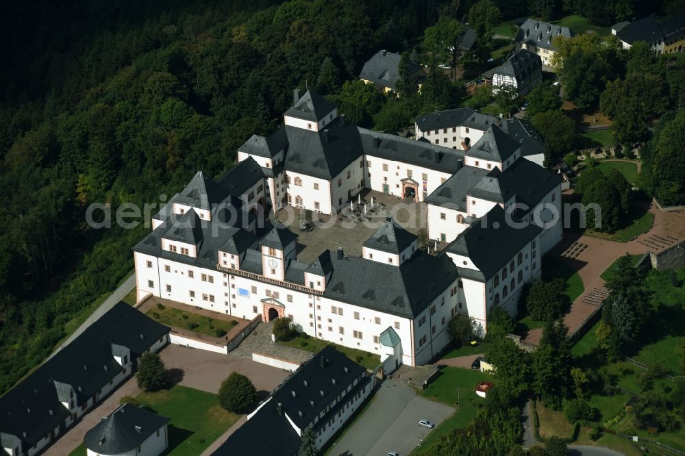 Augustusburg from above - Castle of Schloss and theater in Augustusburg in the state Saxony