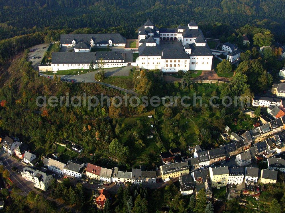 Aerial photograph Augustusburg - Castle of Schloss and theater in Augustusburg in the state Saxony