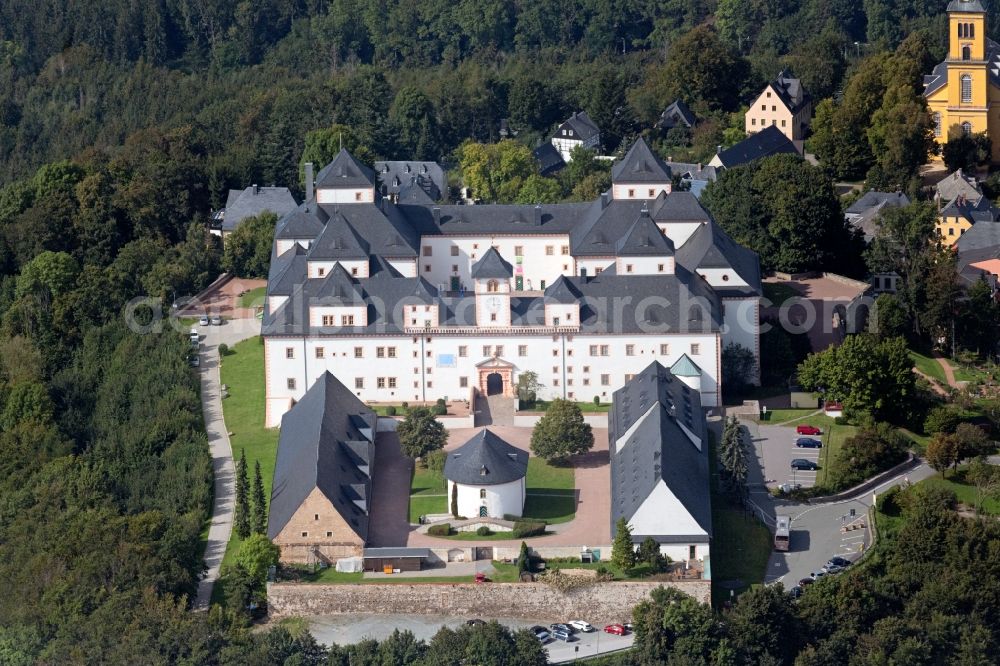 Aerial photograph Augustusburg - Castle of Schloss und Schlosstheater in Augustusburg in the state Saxony