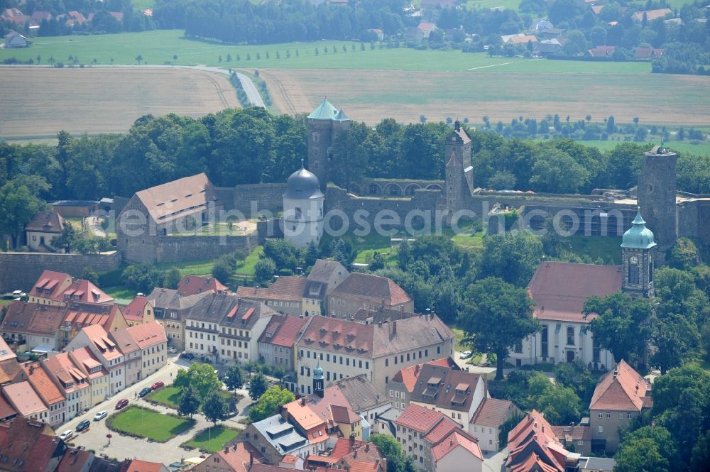 Stolpen from above - Castle of Schloss in Stolpen in the state Saxony, Germany