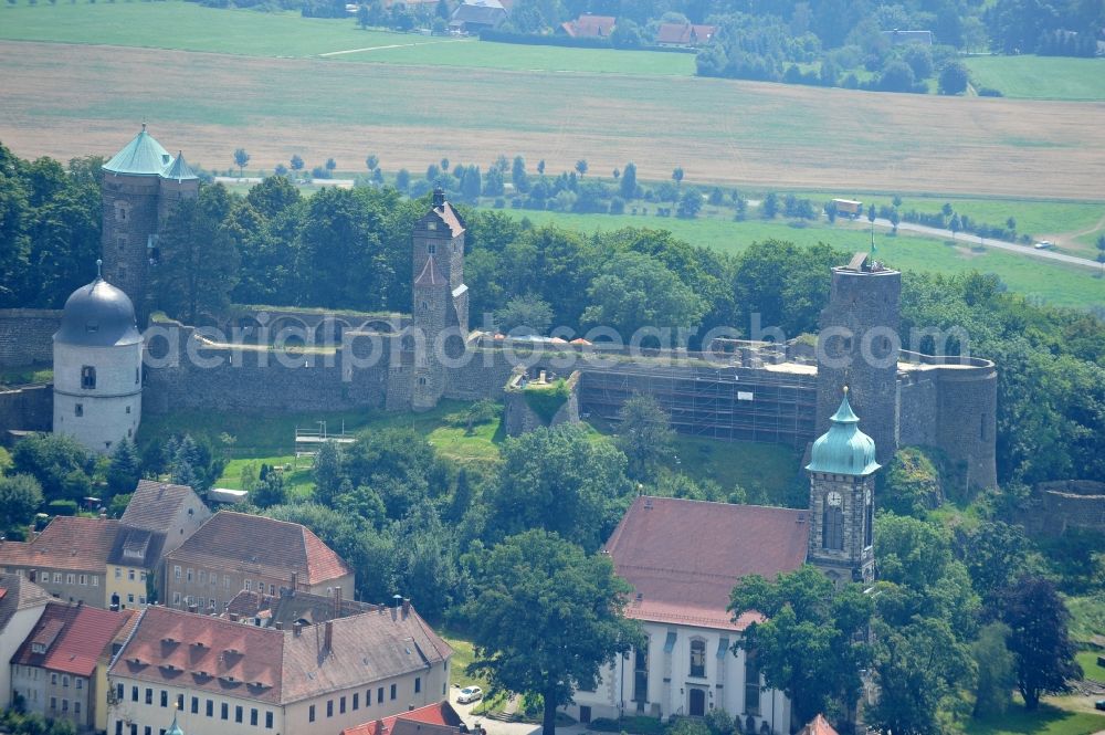 Stolpen from the bird's eye view: Castle of Schloss in Stolpen in the state Saxony, Germany