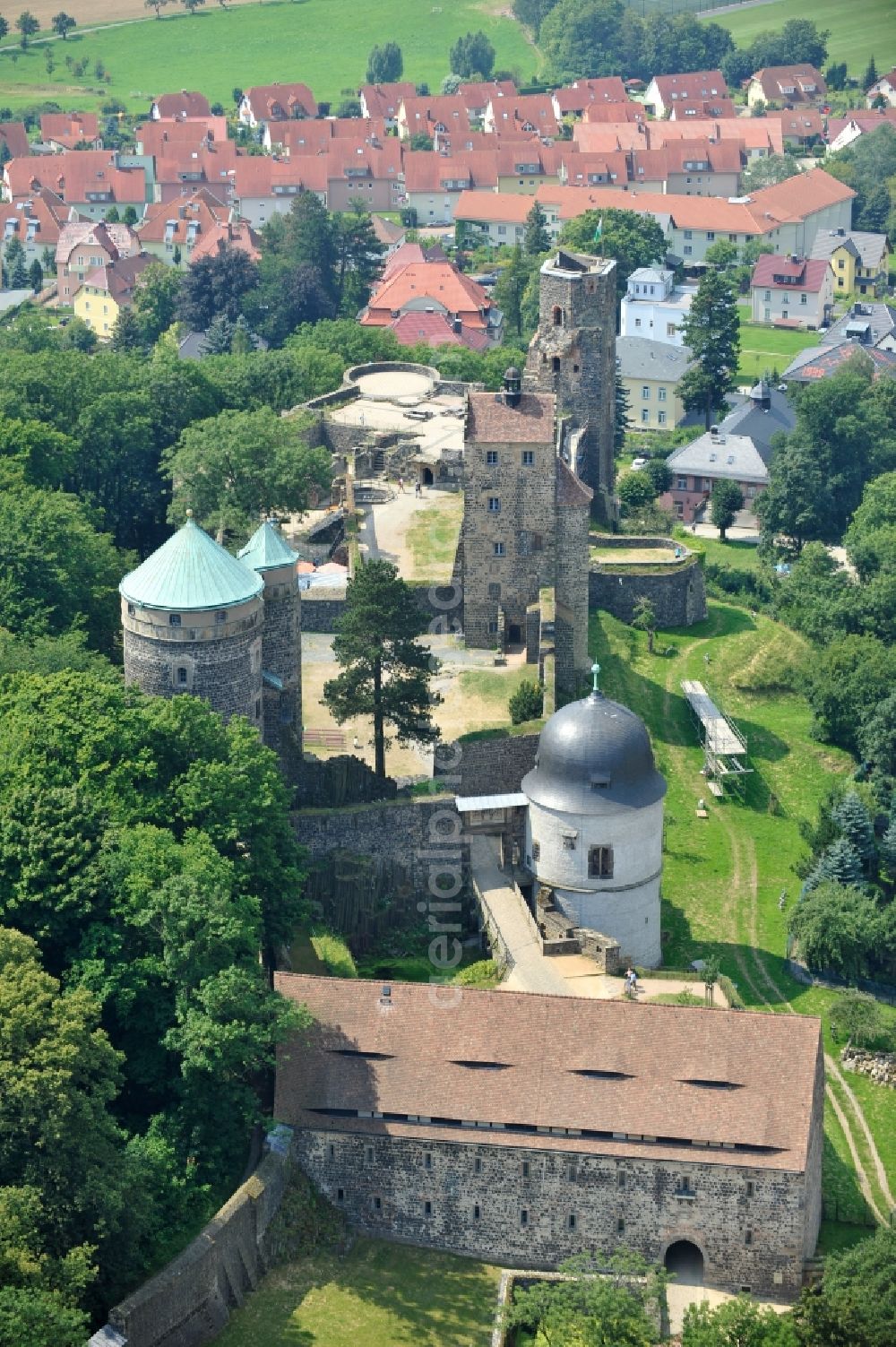 Stolpen from the bird's eye view: Castle of Schloss in Stolpen in the state Saxony, Germany