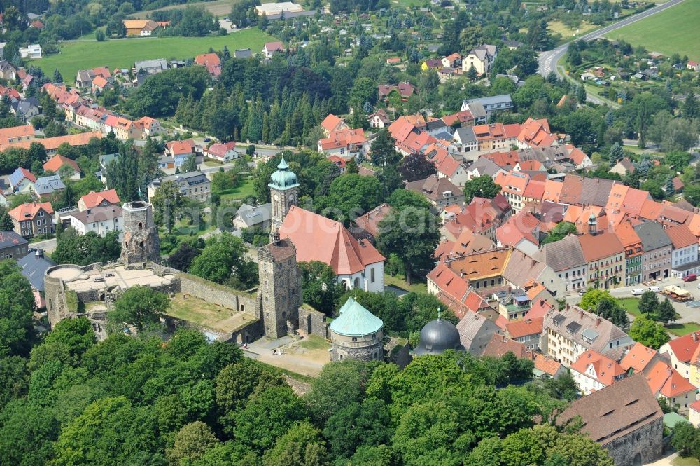 Stolpen from above - Castle of Schloss in Stolpen in the state Saxony, Germany