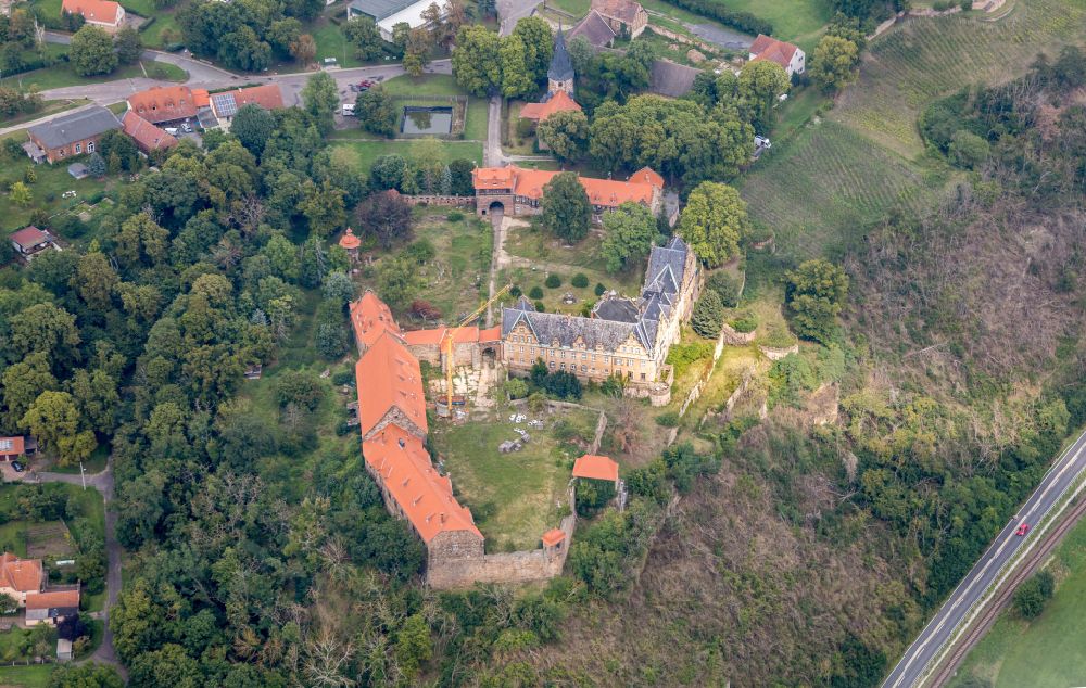 Vitzenburg from above - Castle of in Vitzenburg in the state Saxony-Anhalt, Germany