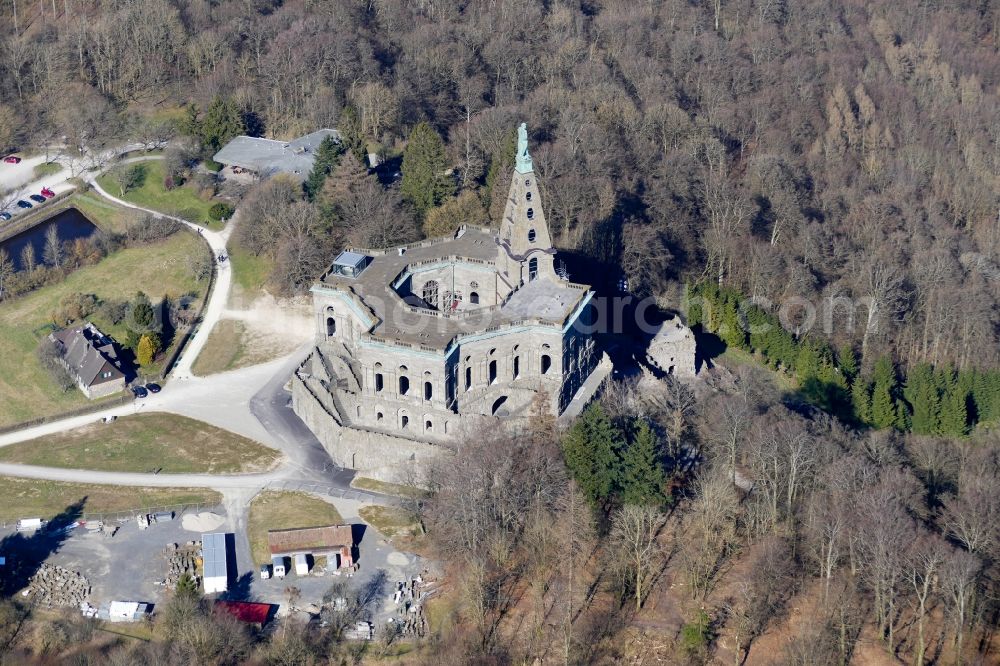 Kassel from above - Castle of with Herkules on Schlosspark in the district Bad Wilhelmshoehe in Kassel in the state Hesse, Germany