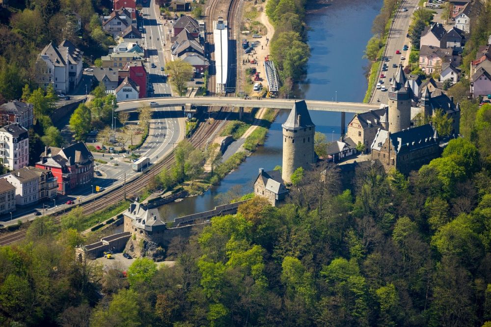 Altena from above - Castle of the fortress in Altena in the state North Rhine-Westphalia, Germany