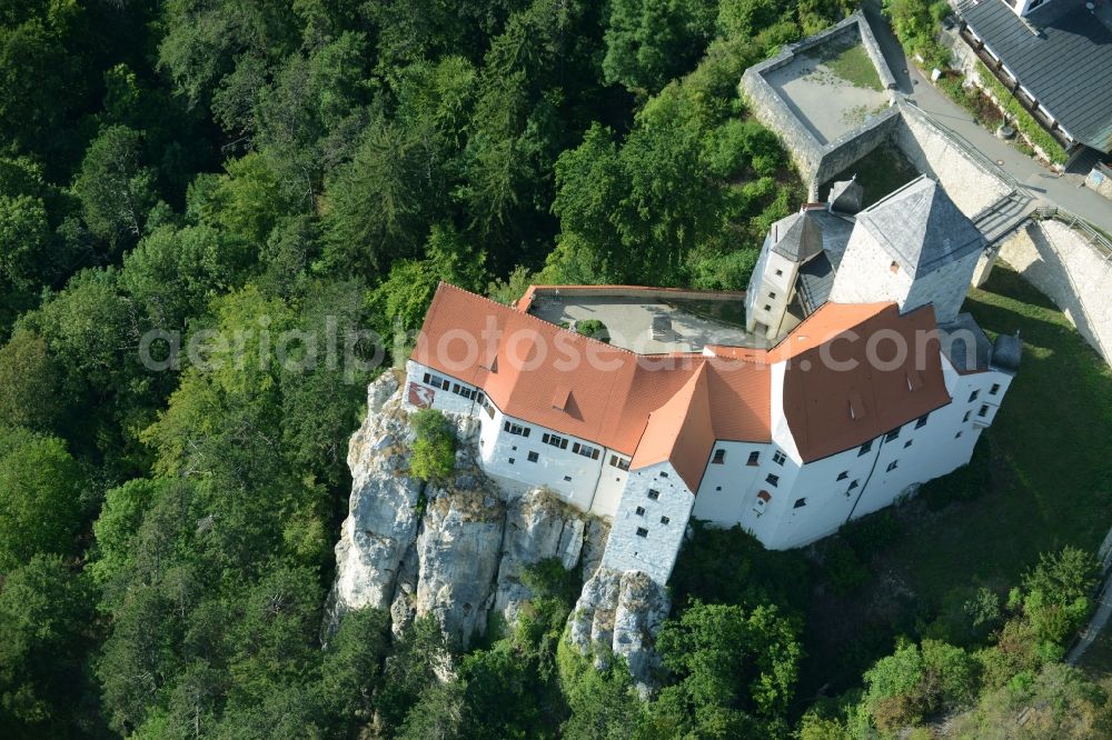 Aerial image Riedenburg - Castle of the fortress Burg Prunn in Riedenburg in the state Bavaria