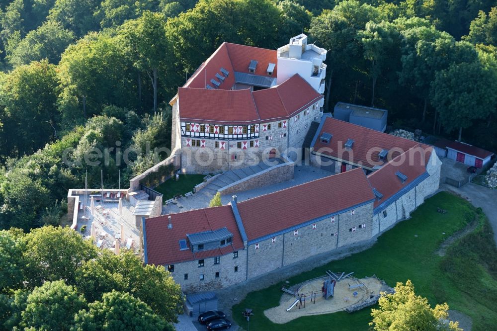 Aerial photograph Leinefelde-Worbis - Castle of the fortress Burg Scharfenstein on Scharfenstein in Leinefelde-Worbis in the state Thuringia, Germany