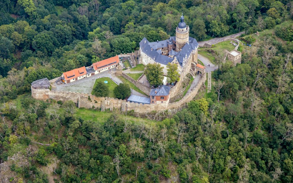 Falkenstein/Harz from the bird's eye view: Castle of the fortress in Falkenstein/Harz in the state Saxony-Anhalt, Germany