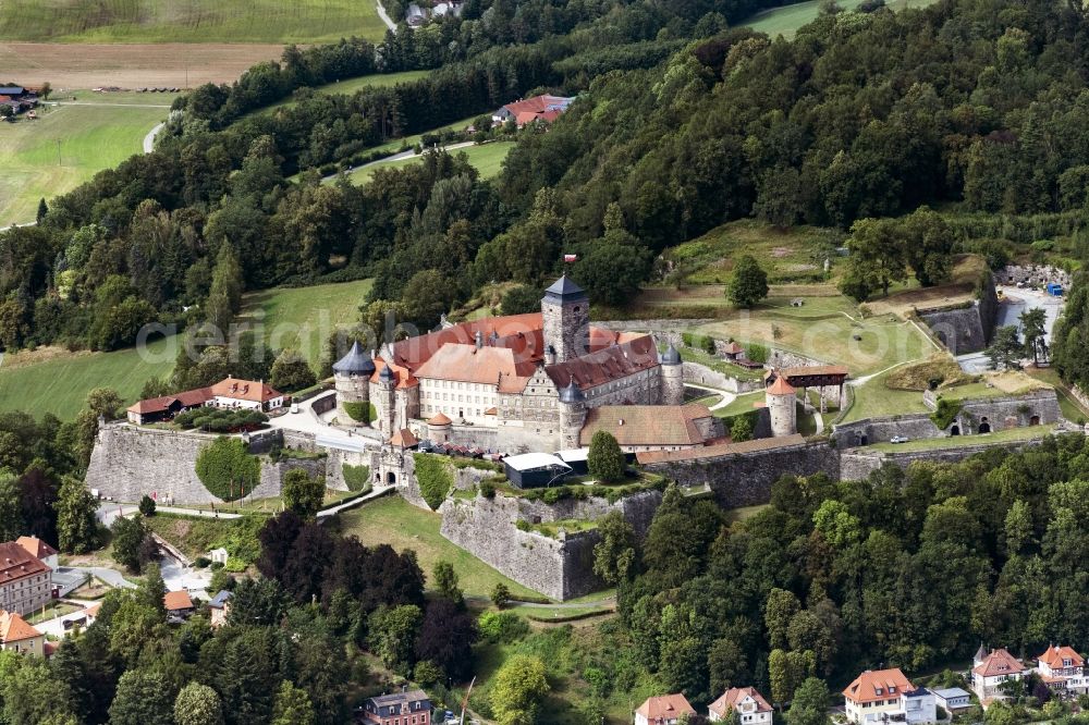 Kronach from above - Castle of the fortress Festung Rosenberg Kronach in Kronach in the state Bavaria, Germany
