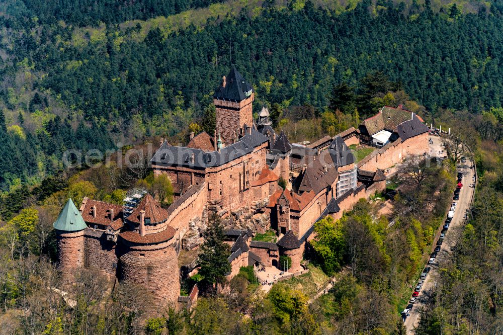 Orschwiller from the bird's eye view: Castle of the fortress Hochkoenigsburg on street Chateau du Haut Koenigbourg in Orschwiller in Frankreich