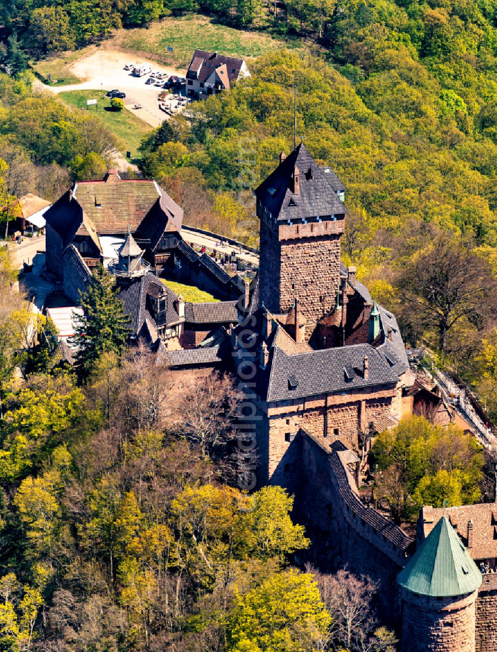 Aerial photograph Orschwiller - Castle of the fortress Hochkoenigsburg on street Chateau du Haut Koenigbourg in Orschwiller in Frankreich