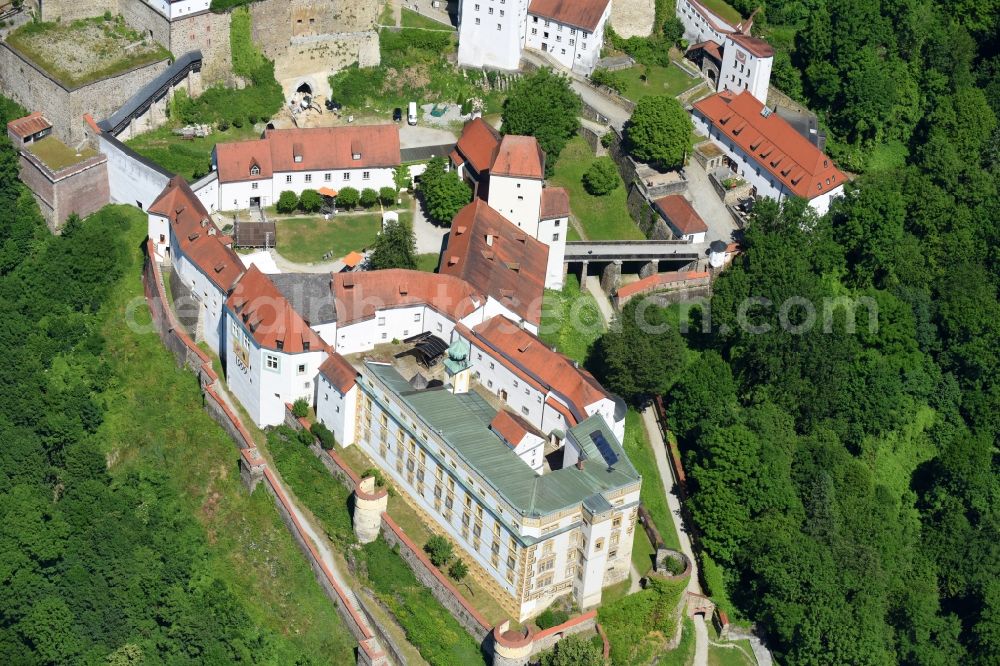 Aerial photograph Passau - Castle of the fortress Oberhaus in Passau in the state Bavaria, Germany